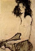 Egon Schiele Girl in Black oil painting
